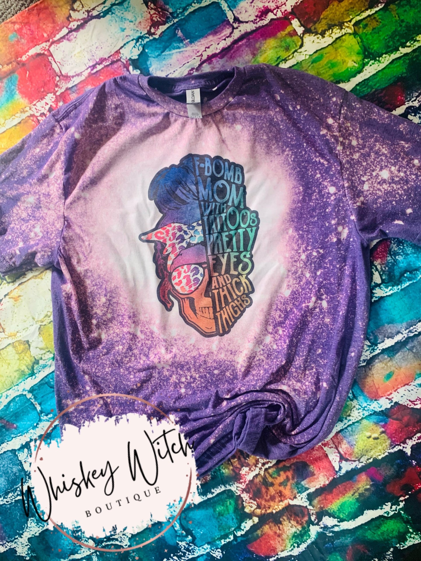 Bleached shirt F Bomb Mom w/pretty eyes & Tattoos | vintage | retro | distressed | custom | funny | mama | Mother’s Day | gift