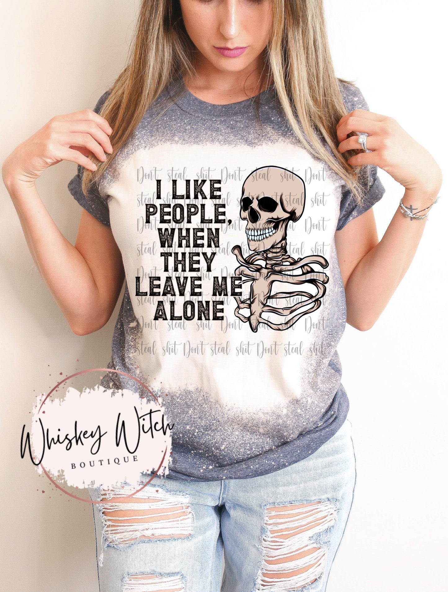 I Like it When People Leave Me Alone bleached t shirt | vintage | retro | distressed | custom | funny shirt