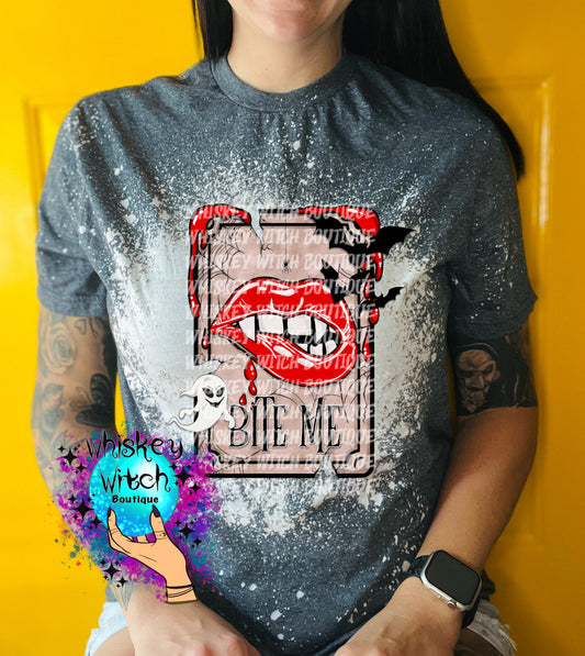 Bite Me Tarot Halloween Shirt bleached t shirt | vintage | retro | distressed | custom | horror | goth