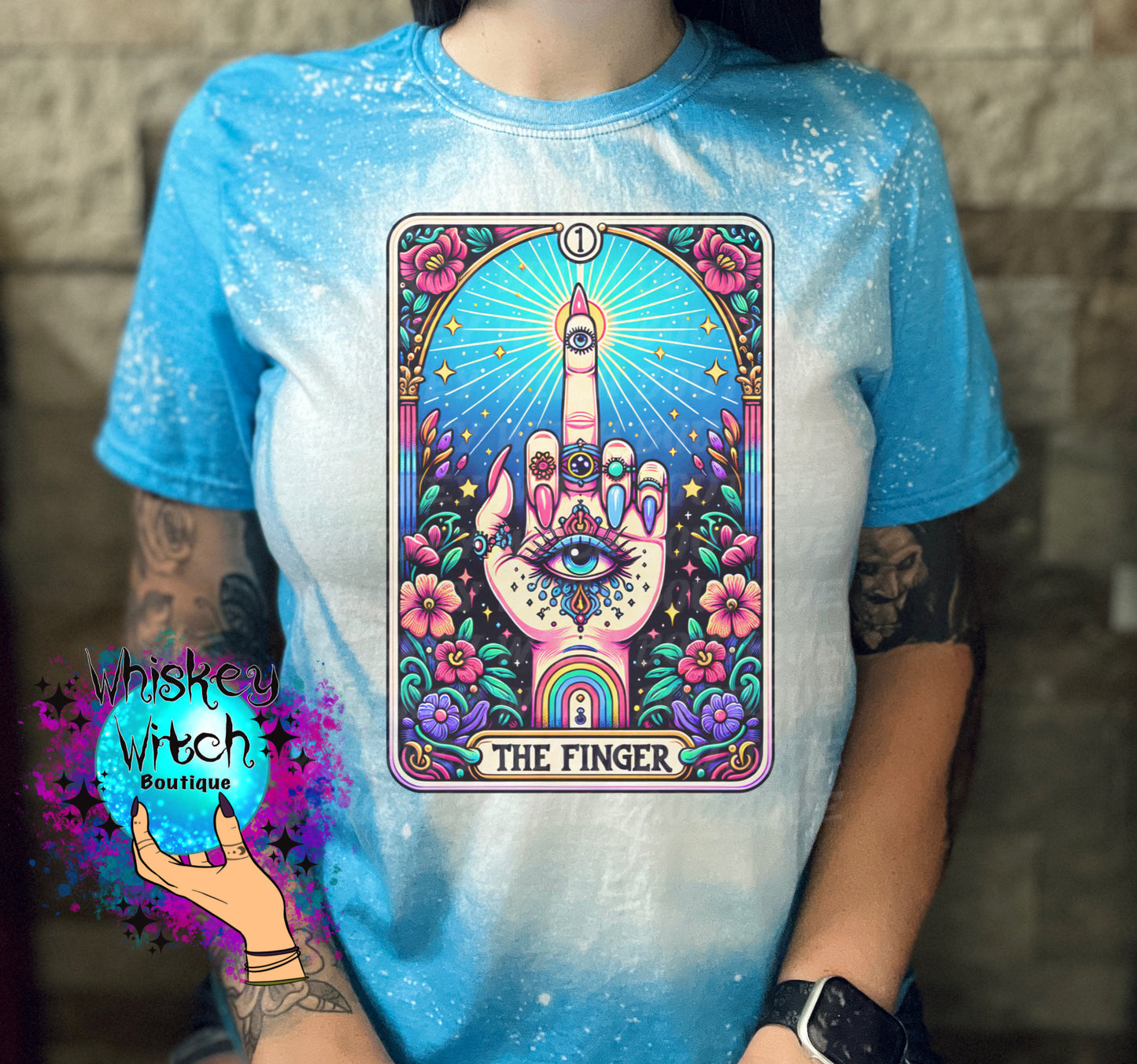 Tarot The Finger Skeleton bleached t shirt | vintage | retro | distressed | custom | horror | goth | bleached tee | graphic tee | witchy