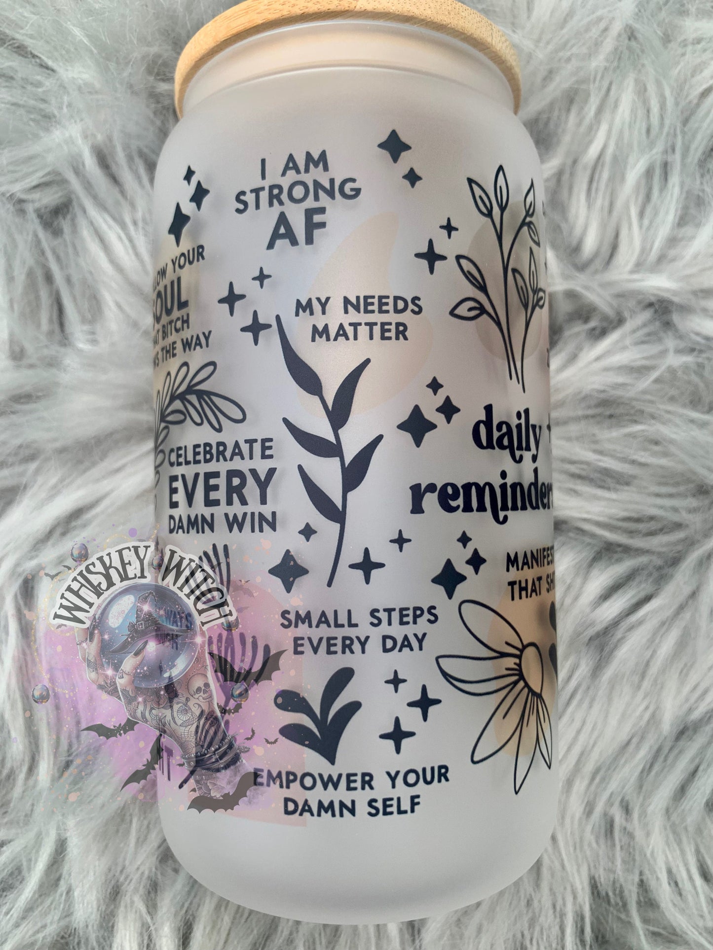 Daily Reminders (vulgar) 16oz glass coffee cup / glass coffee/ iced coffee cup/ funny coffee cup / inspirational / funny inspirational/ gift