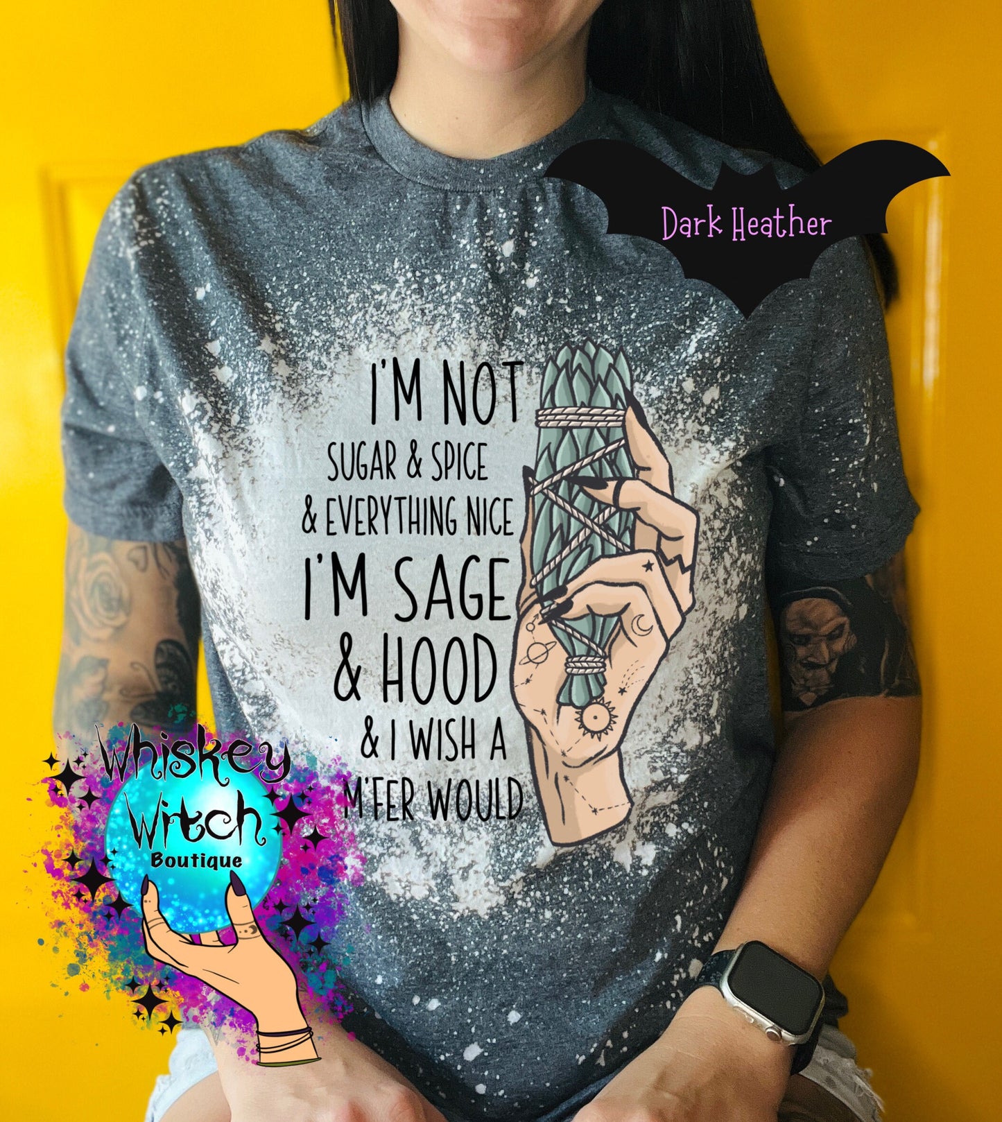 Bleached shirt Sage and Hood witchy shirt | sassy | unisex | bleached | vintage | retro | distressed | custom | funny | gift best seller