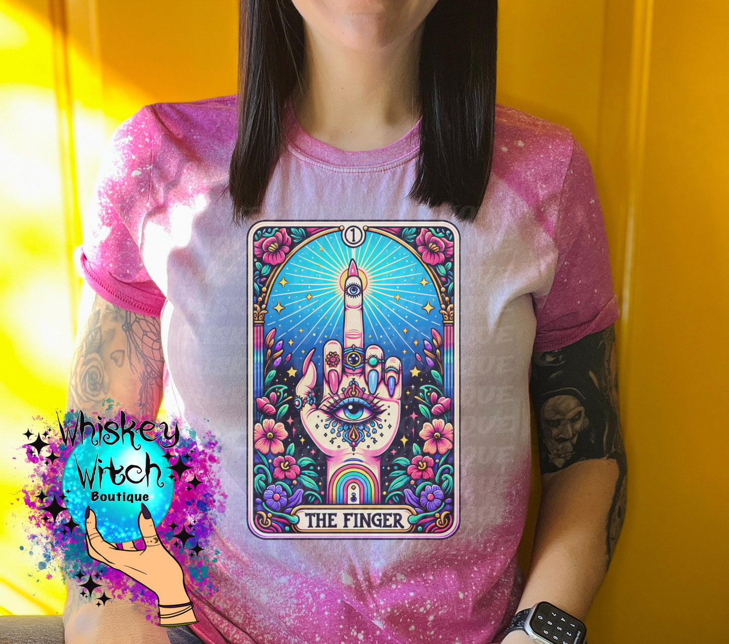 Tarot The Finger Skeleton bleached t shirt | vintage | retro | distressed | custom | horror | goth | bleached tee | graphic tee | witchy