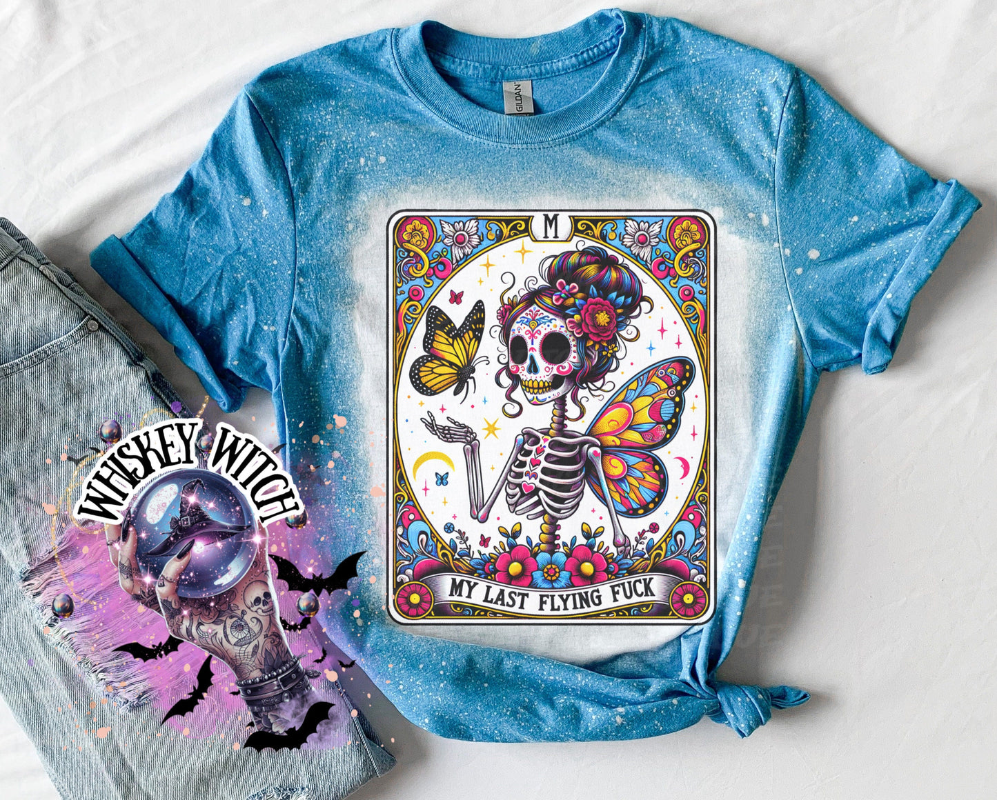 Funny Tarot My Last |Skeleton bleached t shirt | vintage | retro | distressed | custom | horror | goth | bleached tee | graphic tee | witchy