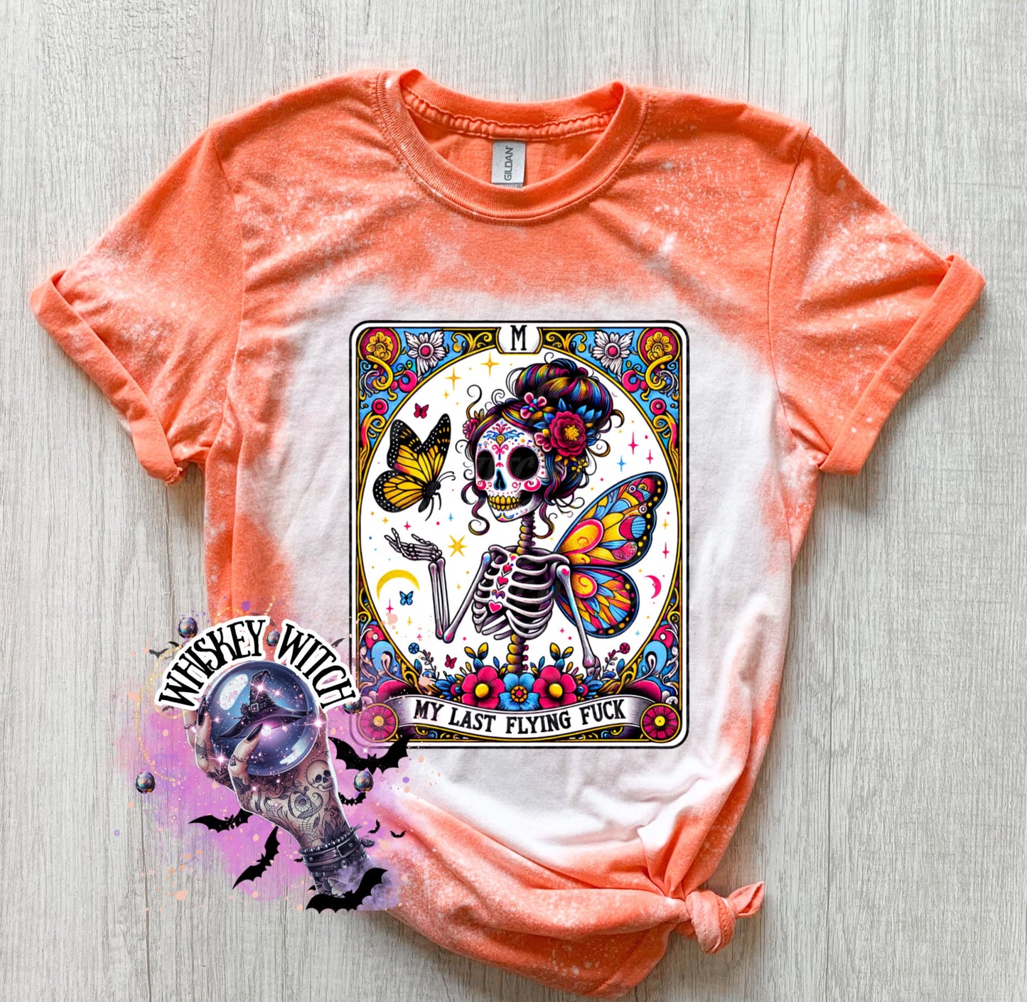 Funny Tarot My Last |Skeleton bleached t shirt | vintage | retro | distressed | custom | horror | goth | bleached tee | graphic tee | witchy