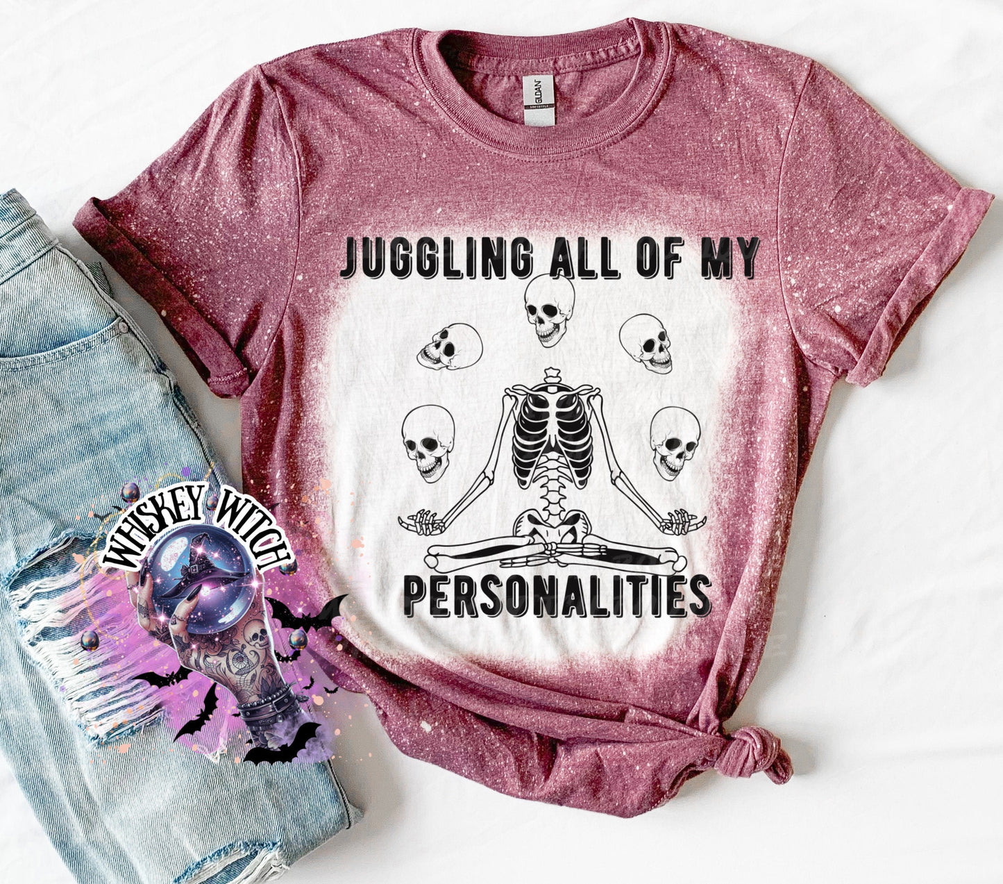 Juggling All My Personalities bleached shirt| vintage | retro | custom |T shirt | gift | T shirts funny | cool T shirts | sarcastic | gift