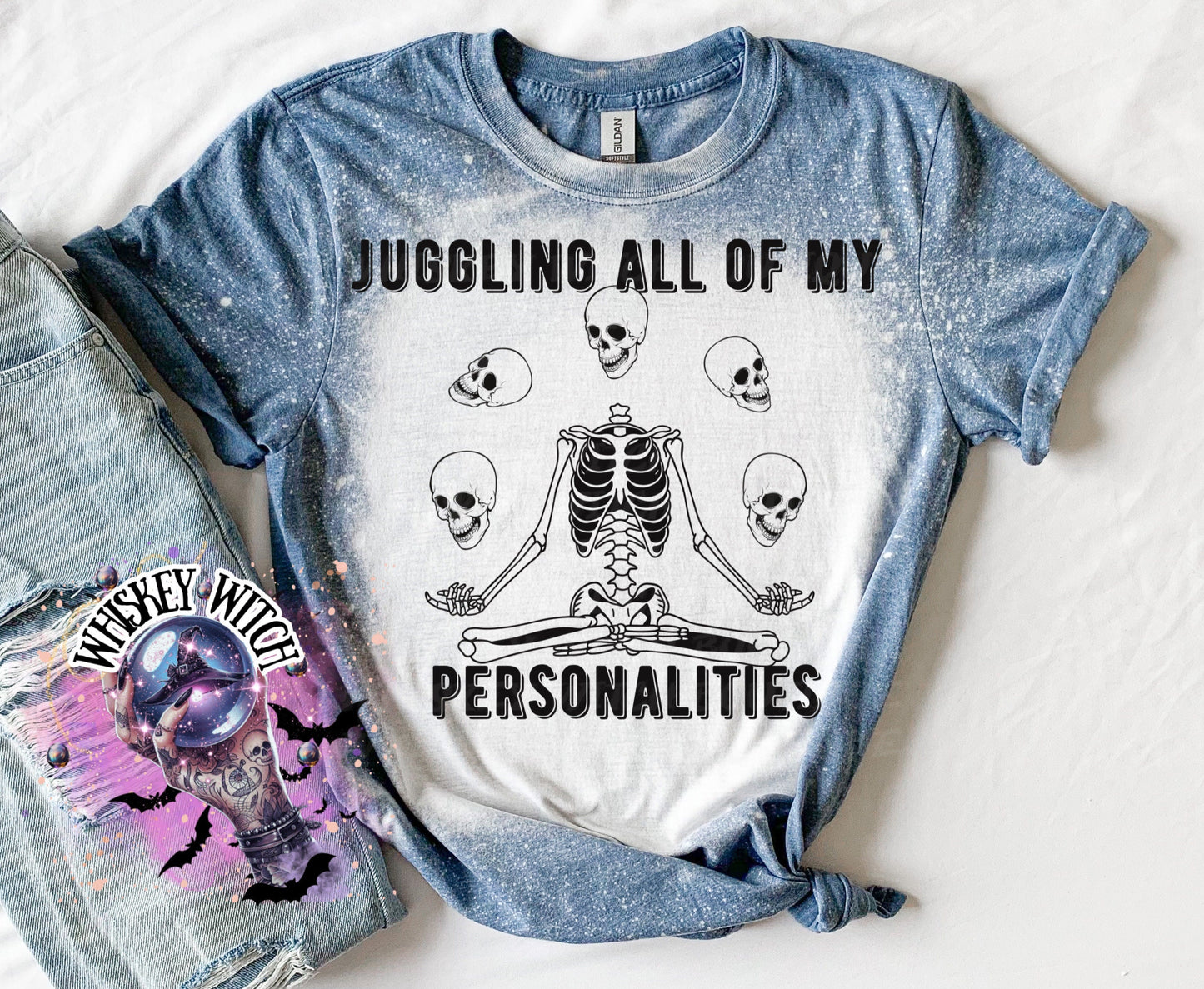 Juggling All My Personalities bleached shirt| vintage | retro | custom |T shirt | gift | T shirts funny | cool T shirts | sarcastic | gift