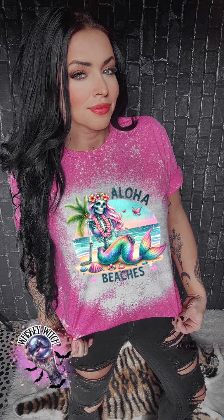 Aloha Beaches bleached tshirt cute summer shirt | vintage | retro | funny shirt | Halloween | gift | snarky | summer | soft tee