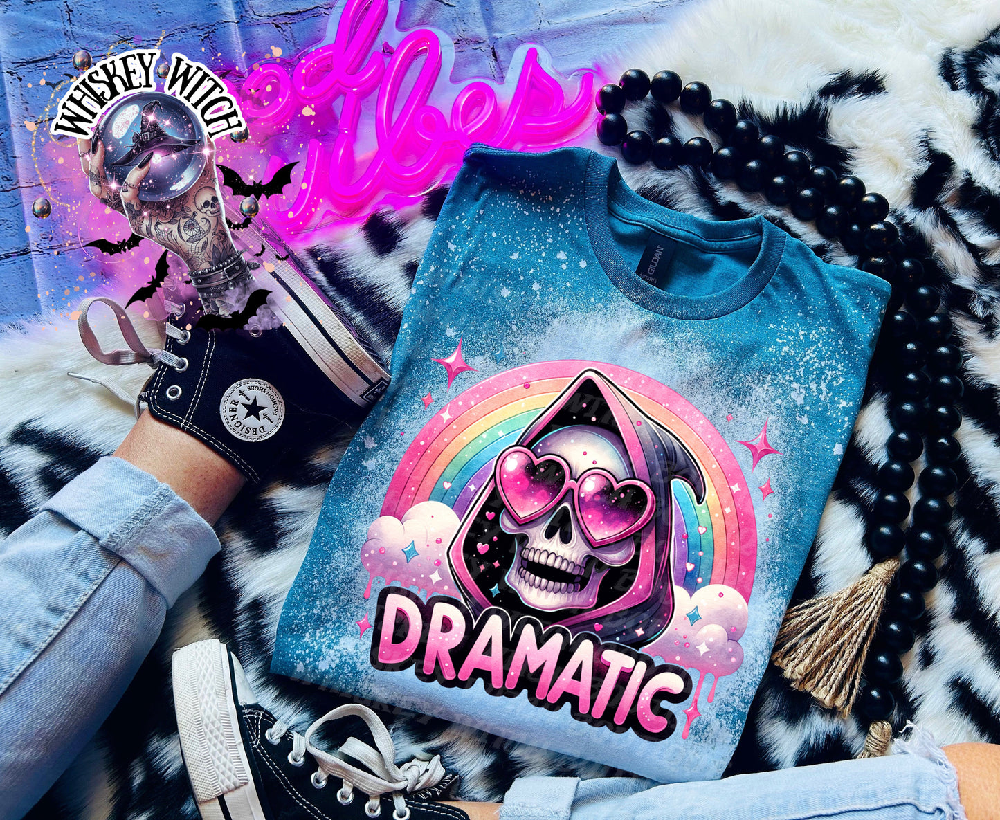 Dramatic Skeleton fun | vintage | retro | distressed | custom | funny shirt | Halloween | gift | snarky | goth | custom | mom | summer