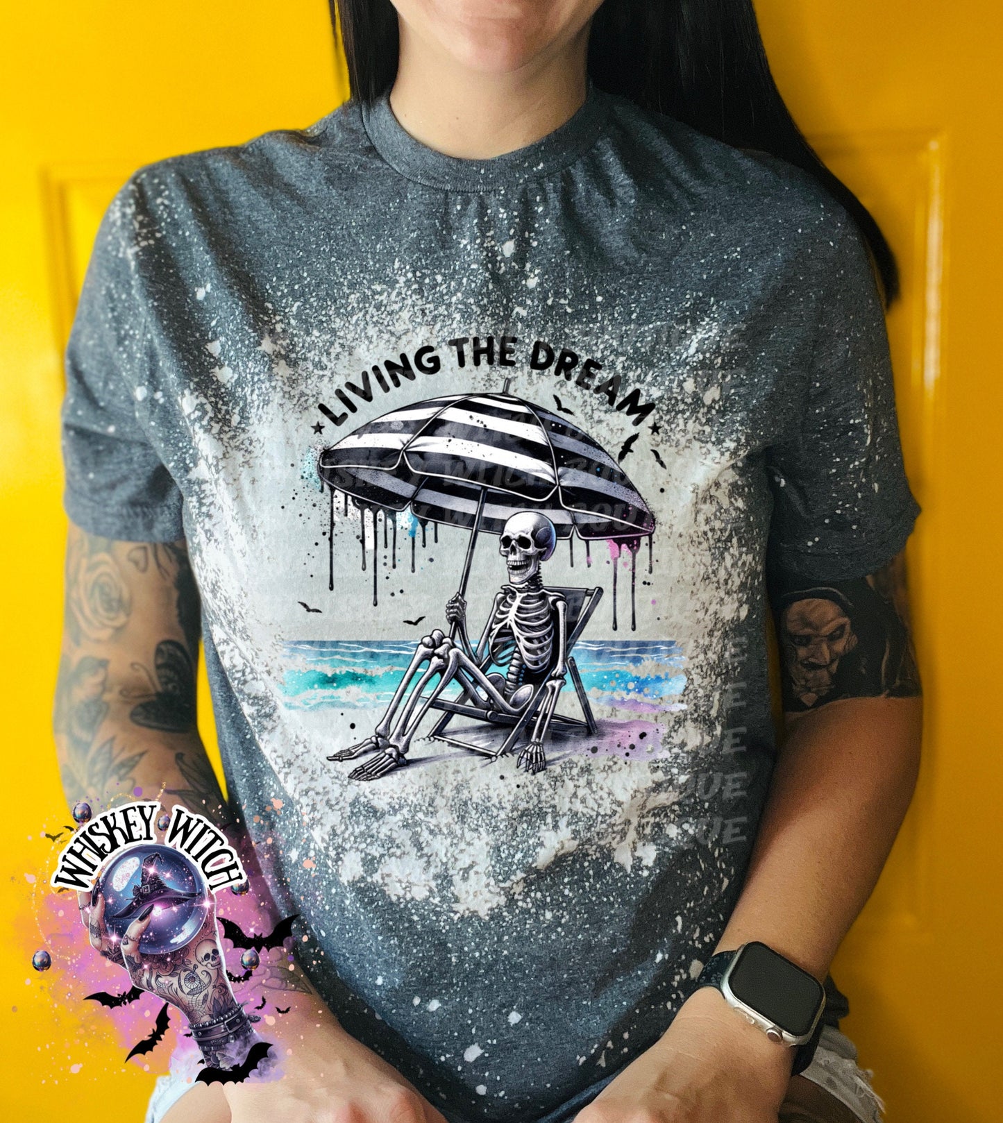 Beachy Dream Skeleton | vintage | retro | bleached | soft tee | funny shirt | Halloween | gift | snarky | goth | custom | mom | spooky