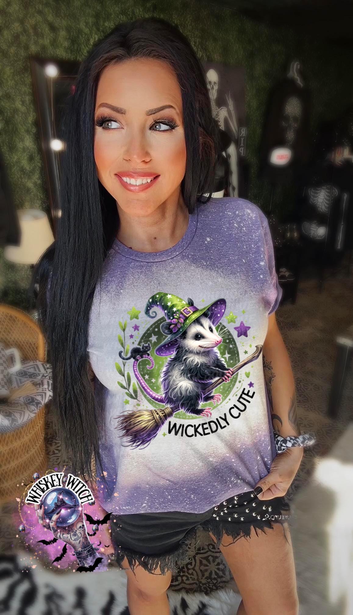 Bleached shirt Wickedly Cute Possum | vintage | retro | distressed | custom | funny | Halloween | gift | womens shirt | goth | witch