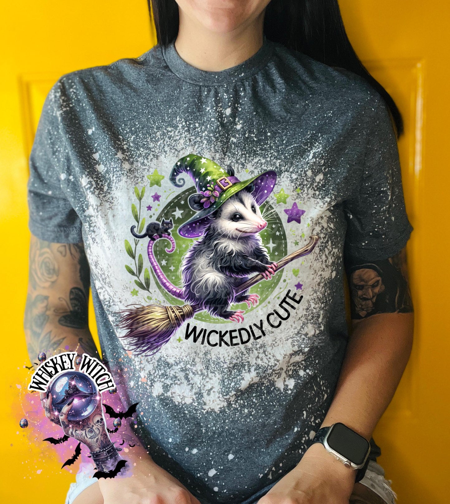 Bleached shirt Wickedly Cute Possum | vintage | retro | distressed | custom | funny | Halloween | gift | womens shirt | goth | witch