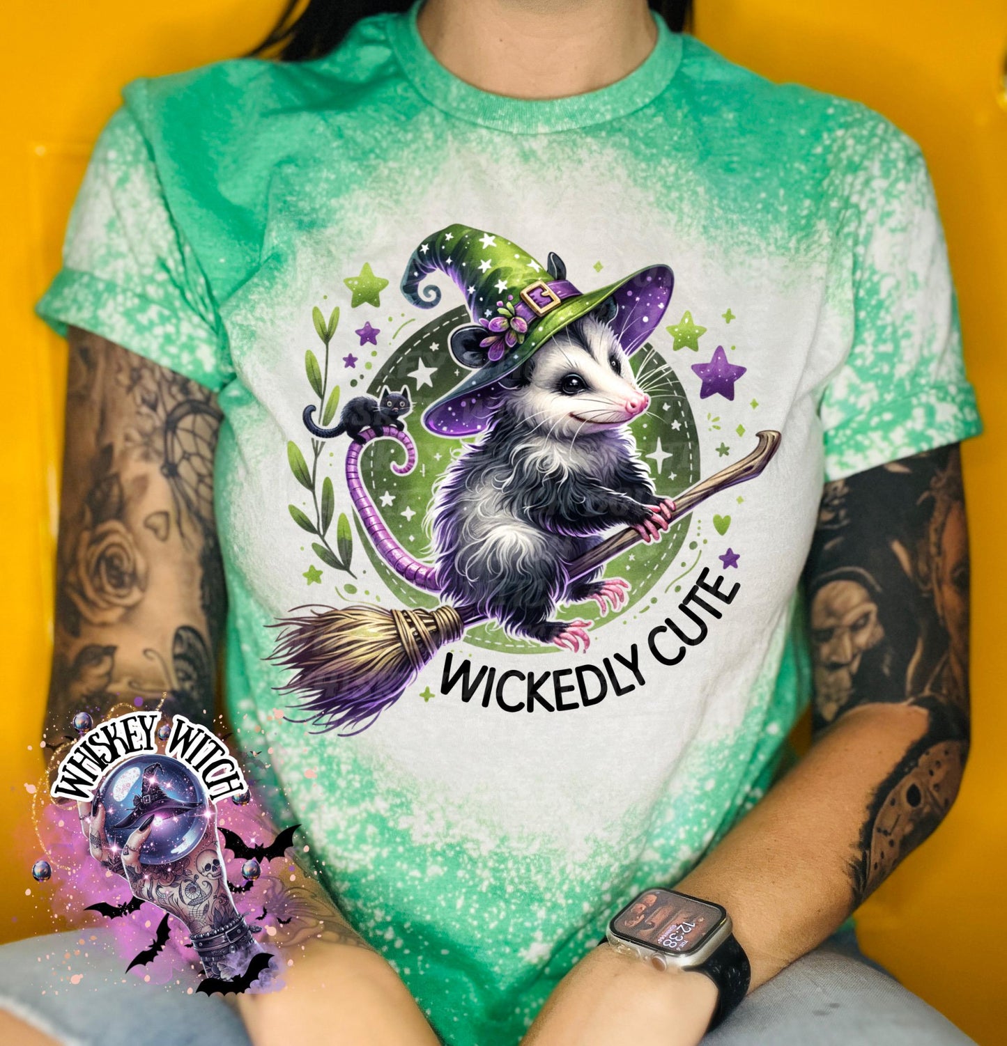 Bleached shirt Wickedly Cute Possum | vintage | retro | distressed | custom | funny | Halloween | gift | womens shirt | goth | witch