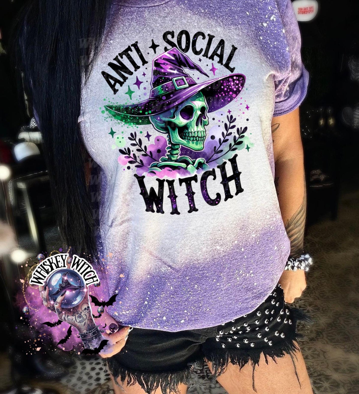 Bleached shirt Spooky Anti Socia Witch | vintage | retro | distressed | custom | funny | Halloween | gift | womens shirt | goth | T shirt