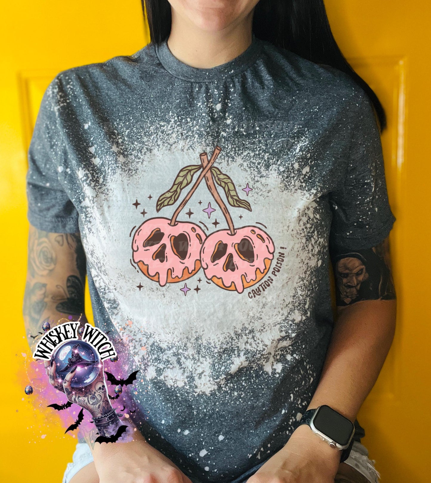 Cherry Skulls Caution Poison | vintage | retro | distressed | custom | funny | Halloween | gift | womens shirt | goth | skeleton | spooky