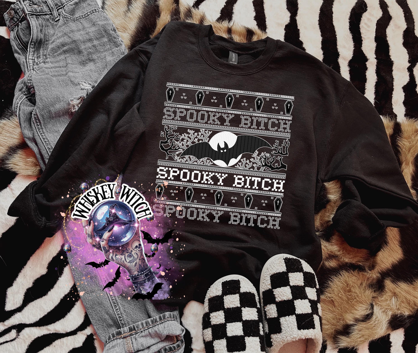 Ugly Sweater Goth Bats Unisex Heavy Crewneck Sweatshirt | skull | gift | womens crewneck | shirts for women | trending | trendy | sweatshirt