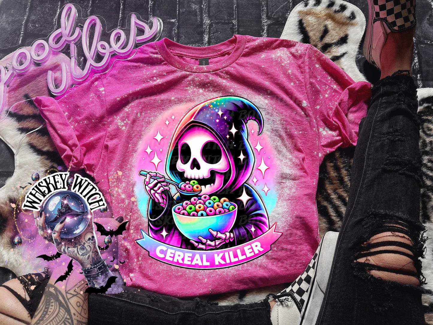 Bleached tshirt Cereal Killer reaper spooky | vintage | retro | custom | funny shirt | Halloween | gift | snarky | goth | custom | soft tee