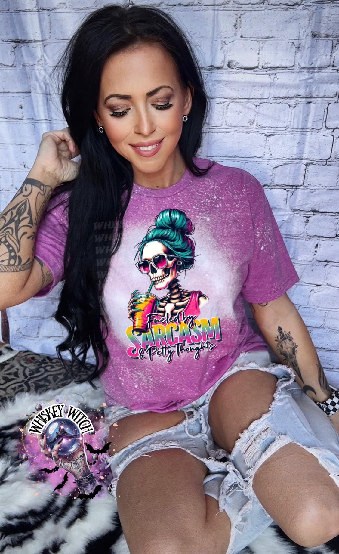 Spooky Fueled by Sarcasm Snarky bleached tee | vintage | retro | | gift | Tshirts funny | cool T shirts | sarcastic | soft tee