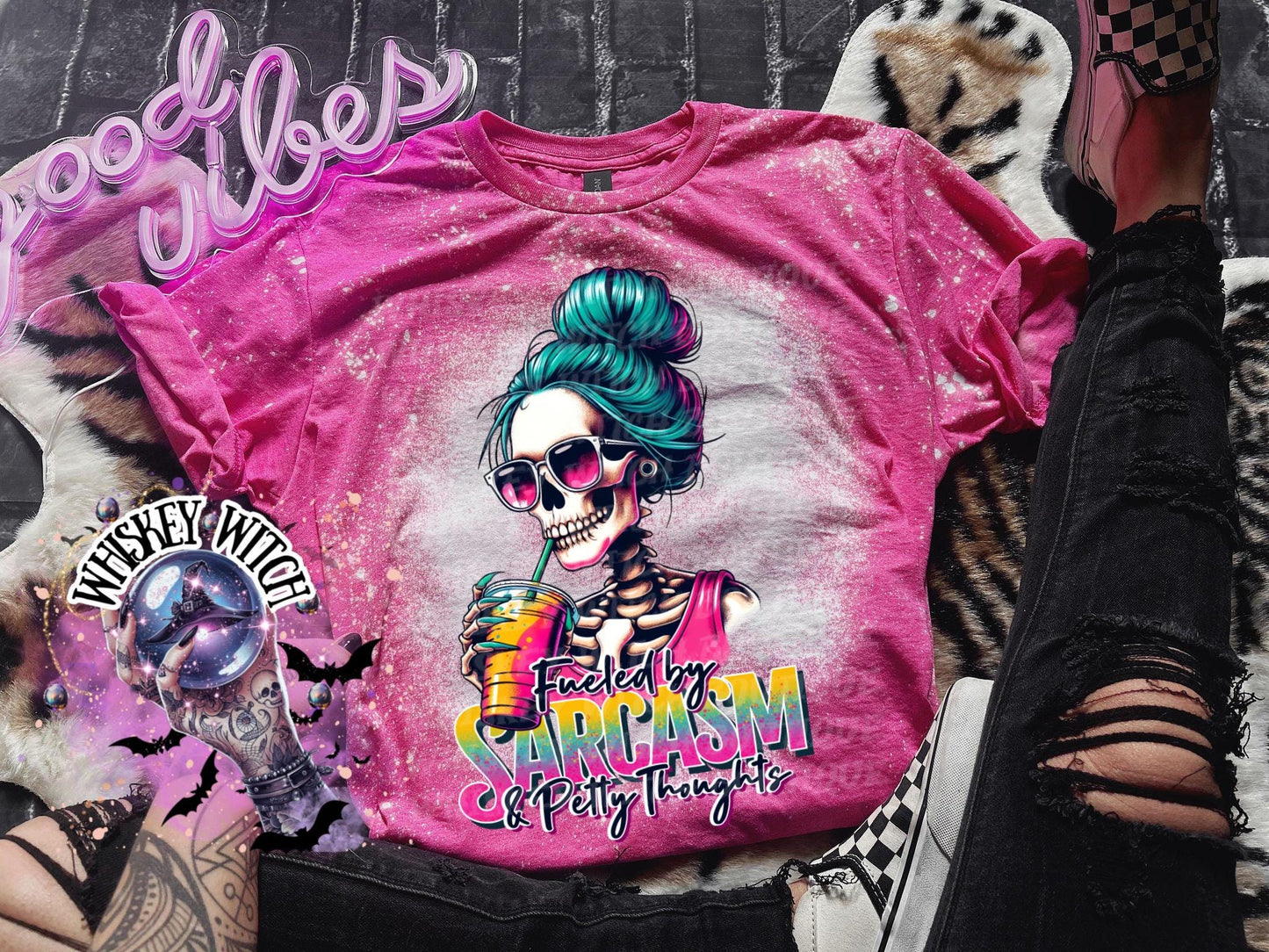 Spooky Fueled by Sarcasm Snarky bleached tee | vintage | retro | | gift | Tshirts funny | cool T shirts | sarcastic | soft tee