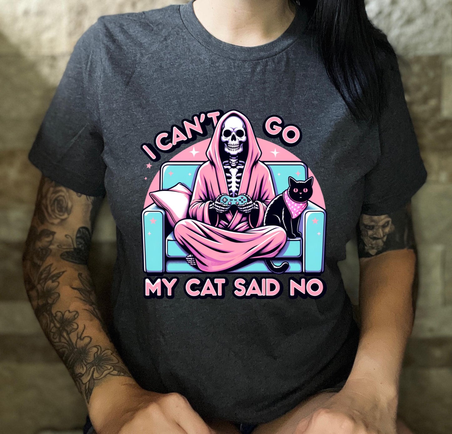 Reaper Cat Said No | vintage | retro | distressed | custom | funny shirt | Halloween | gift | snarky | goth | custom | mom | anxiety
