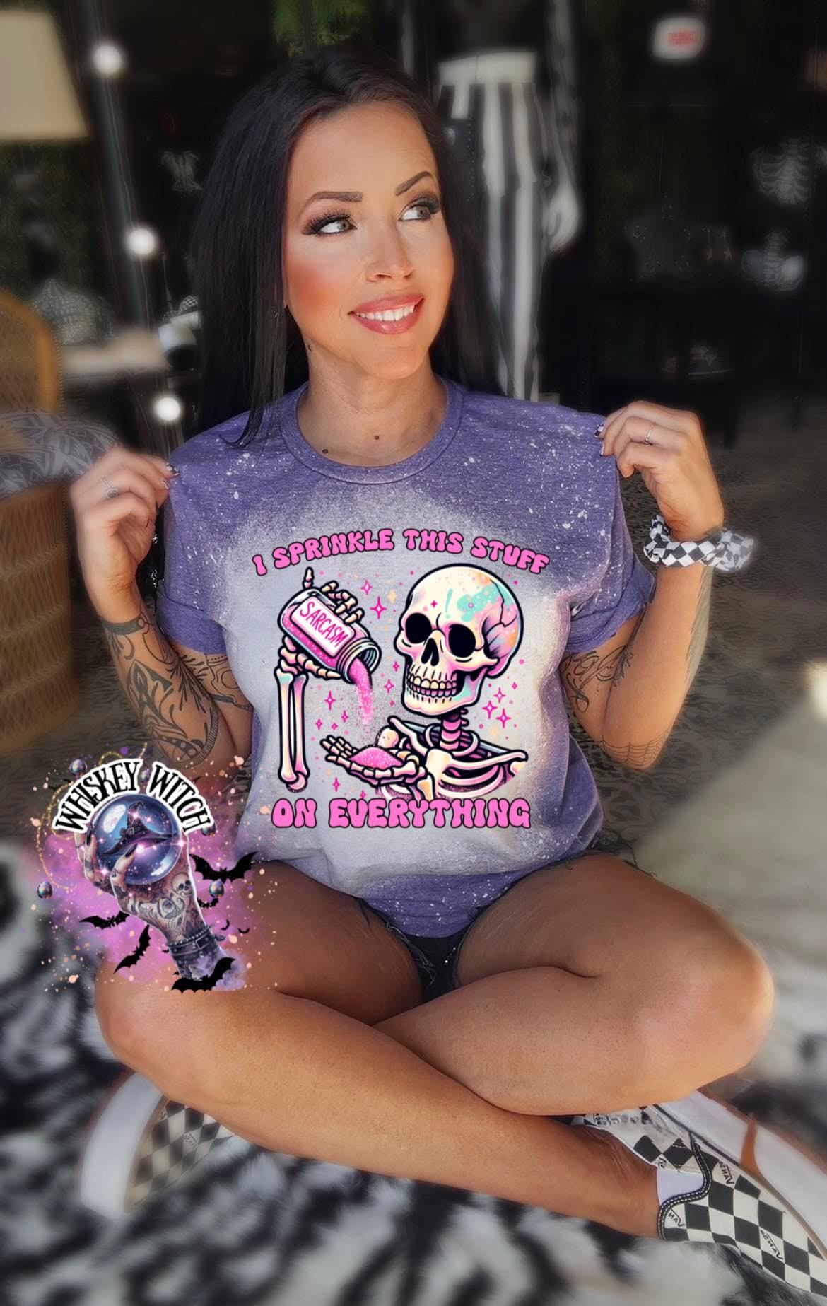 Bleached Shirt Sprinkle It Skeleton | funny T shirt | gift | spooky | unique gift | gift for her | snarky | sarcastic | skeleton | soft tee
