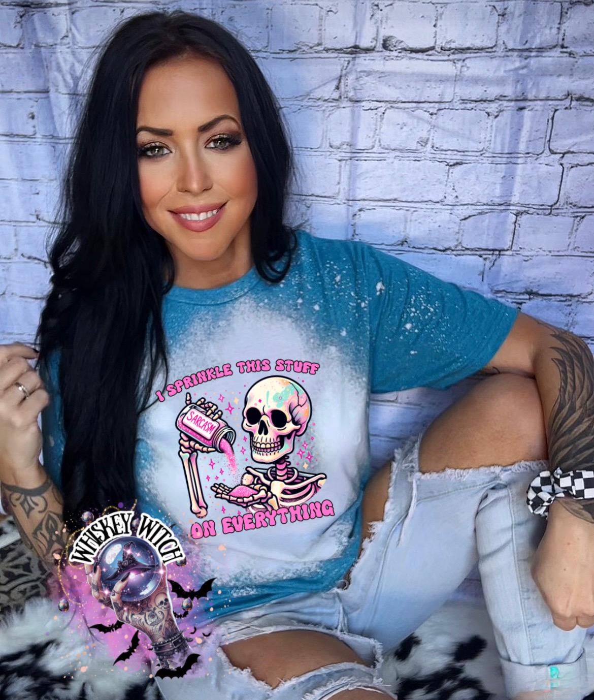 Bleached Shirt Sprinkle It Skeleton | funny T shirt | gift | spooky | unique gift | gift for her | snarky | sarcastic | skeleton | soft tee