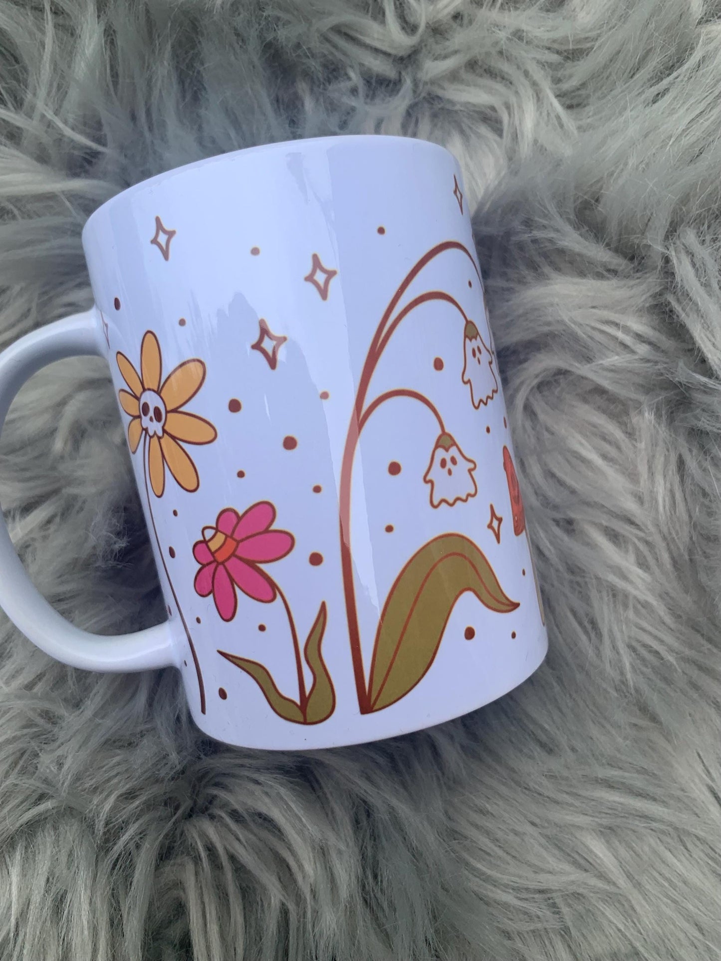 Spooky Flowers Coffee Mug / coffee cup/ unique gift / funny coworker gift / gift for her / best friend / funny gift/ funny mug coffee