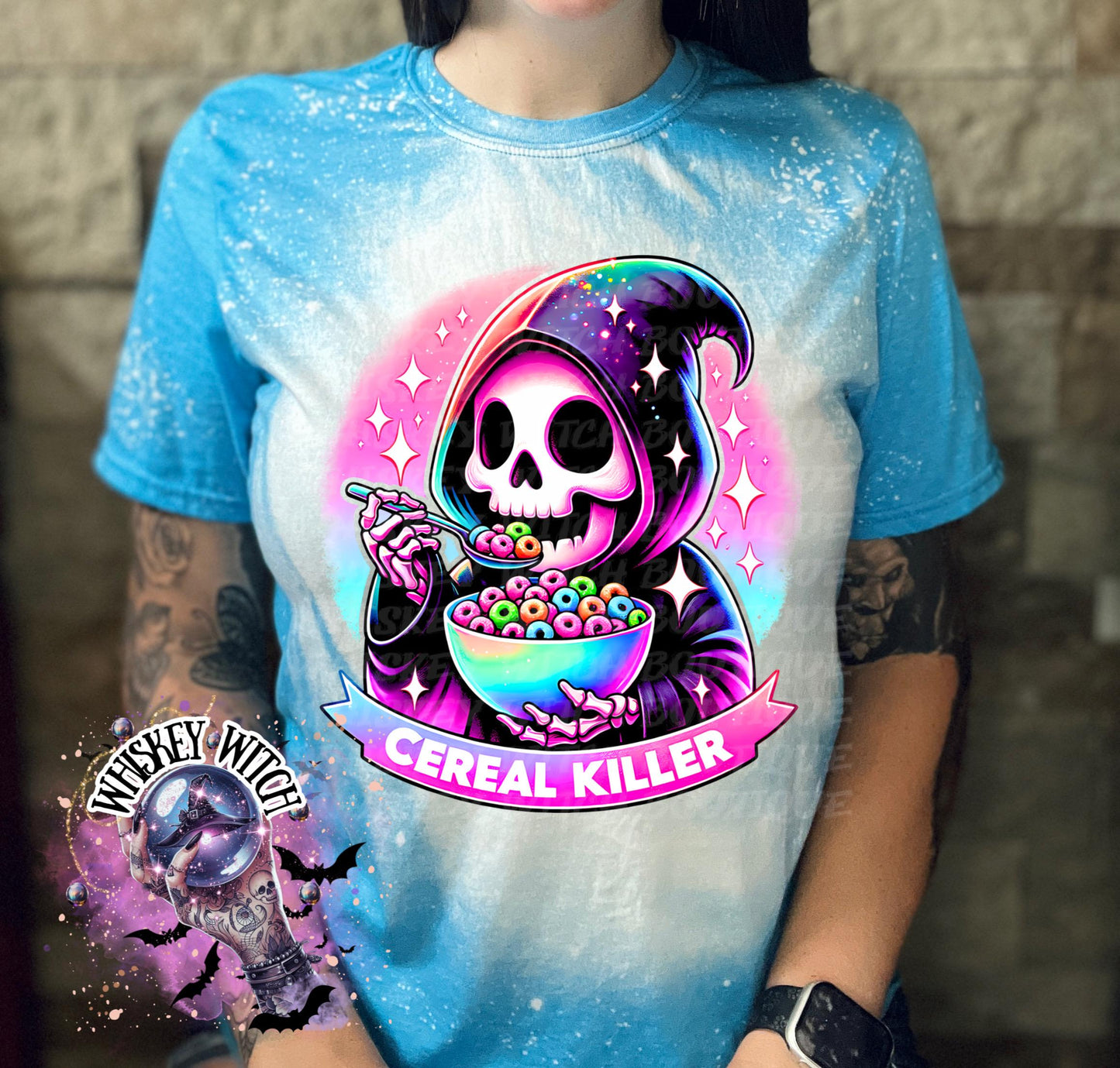 Bleached tshirt Cereal Killer reaper spooky | vintage | retro | custom | funny shirt | Halloween | gift | snarky | goth | custom | soft tee
