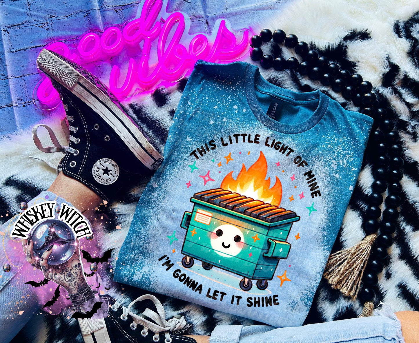 Dumpster Fire Light | vintage | retro | distressed | custom | funny shirt | Halloween | sarcastic | snarky | custom | bleached | soft tee