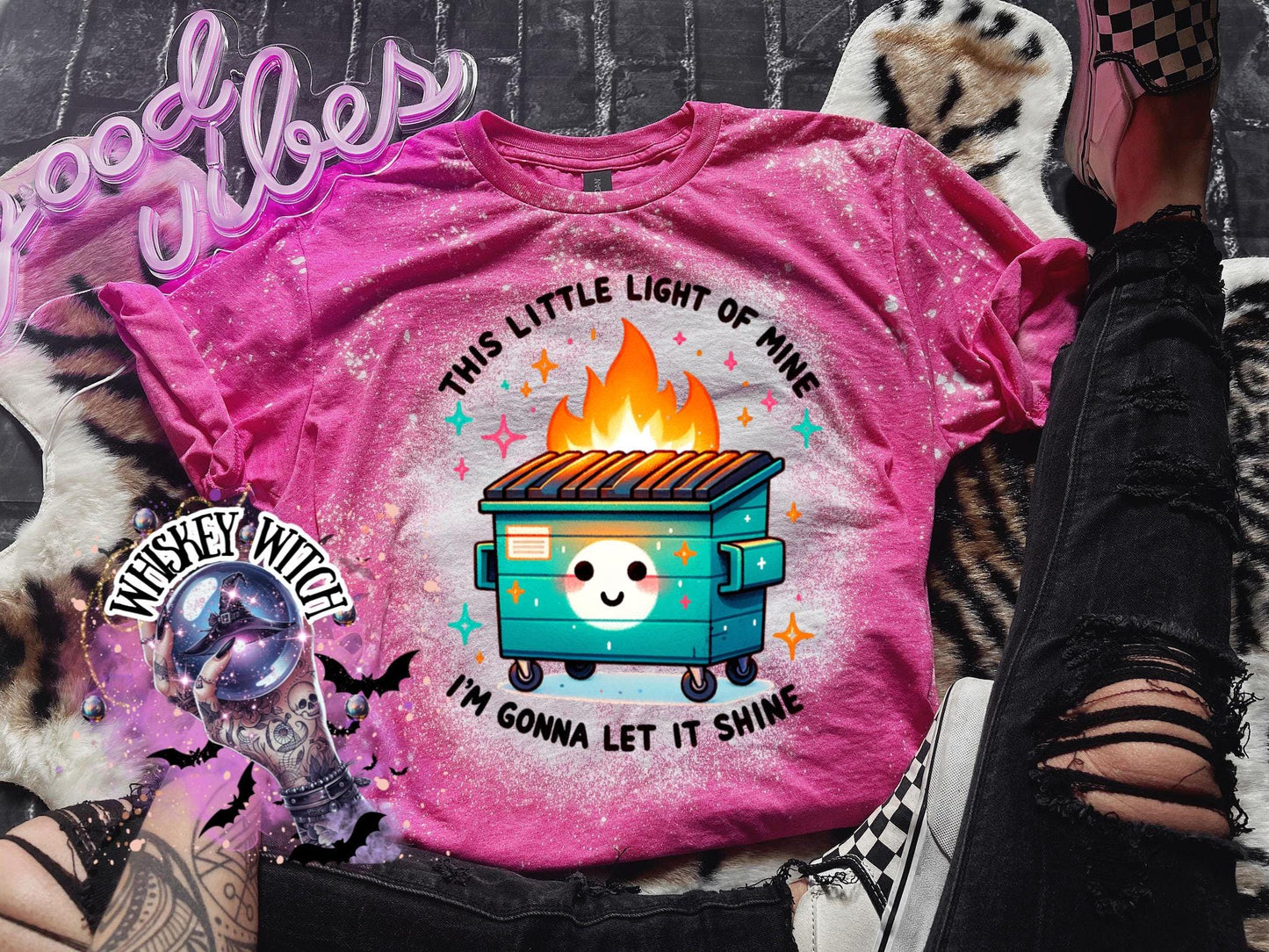 Dumpster Fire Light | vintage | retro | distressed | custom | funny shirt | Halloween | sarcastic | snarky | custom | bleached | soft tee