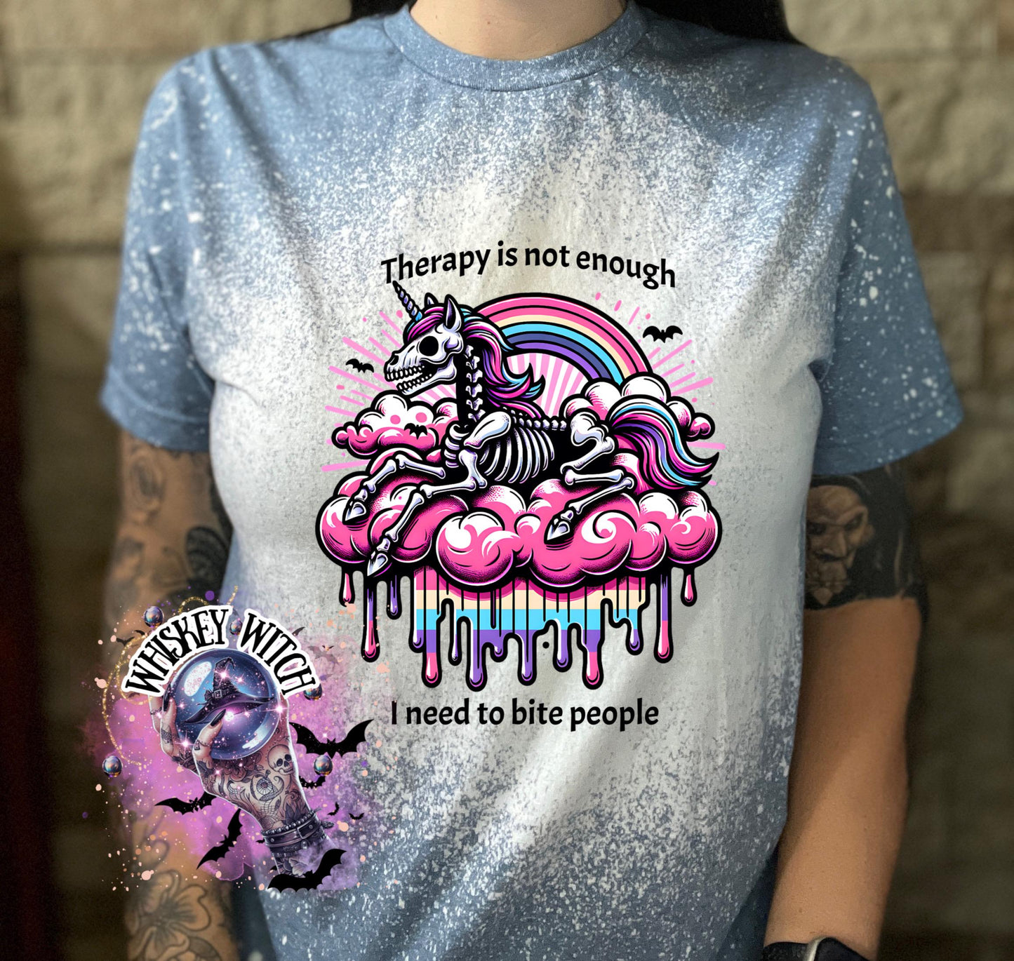 Bleached Shirt Bite People Spooky Skeleton unicorn | funny T shirt | gift | tshirt | gift for her | snarky | sarcastic | soft tee | creepy