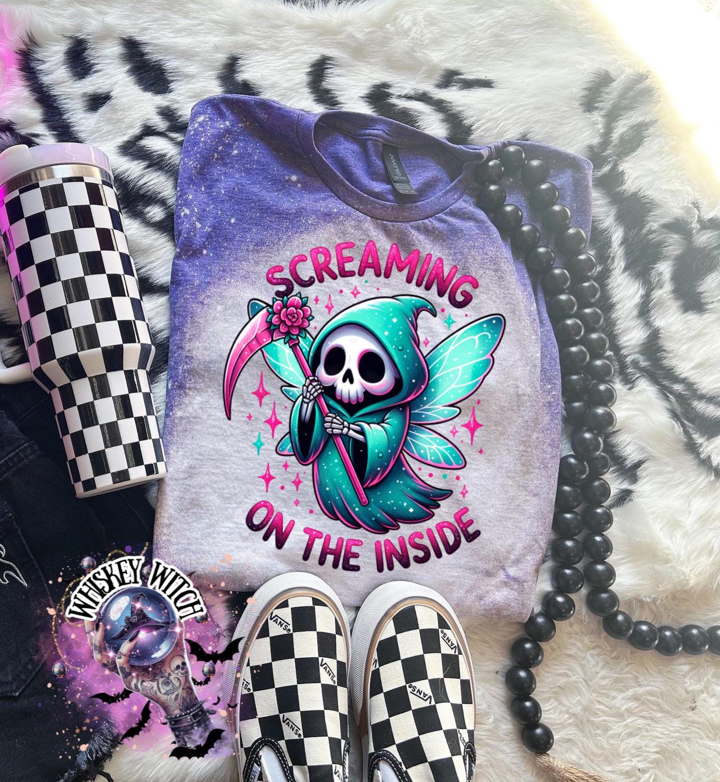 Bleached Shirt Spooky Screaming On The Inside | goth T shirt | gift | tshirt | gift for her | snarky | sarcastic | soft tee | creepy