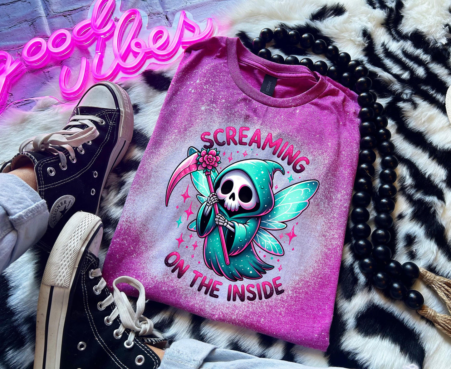 Bleached Shirt Spooky Screaming On The Inside | goth T shirt | gift | tshirt | gift for her | snarky | sarcastic | soft tee | creepy