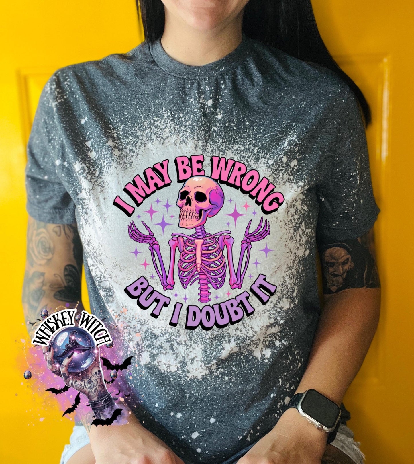 Bleached Shirt Spooky I May Be Wrong But I Doubt It Skeleton | gift | tshirt | gift for her | snarky | sarcastic | soft tee | creepy