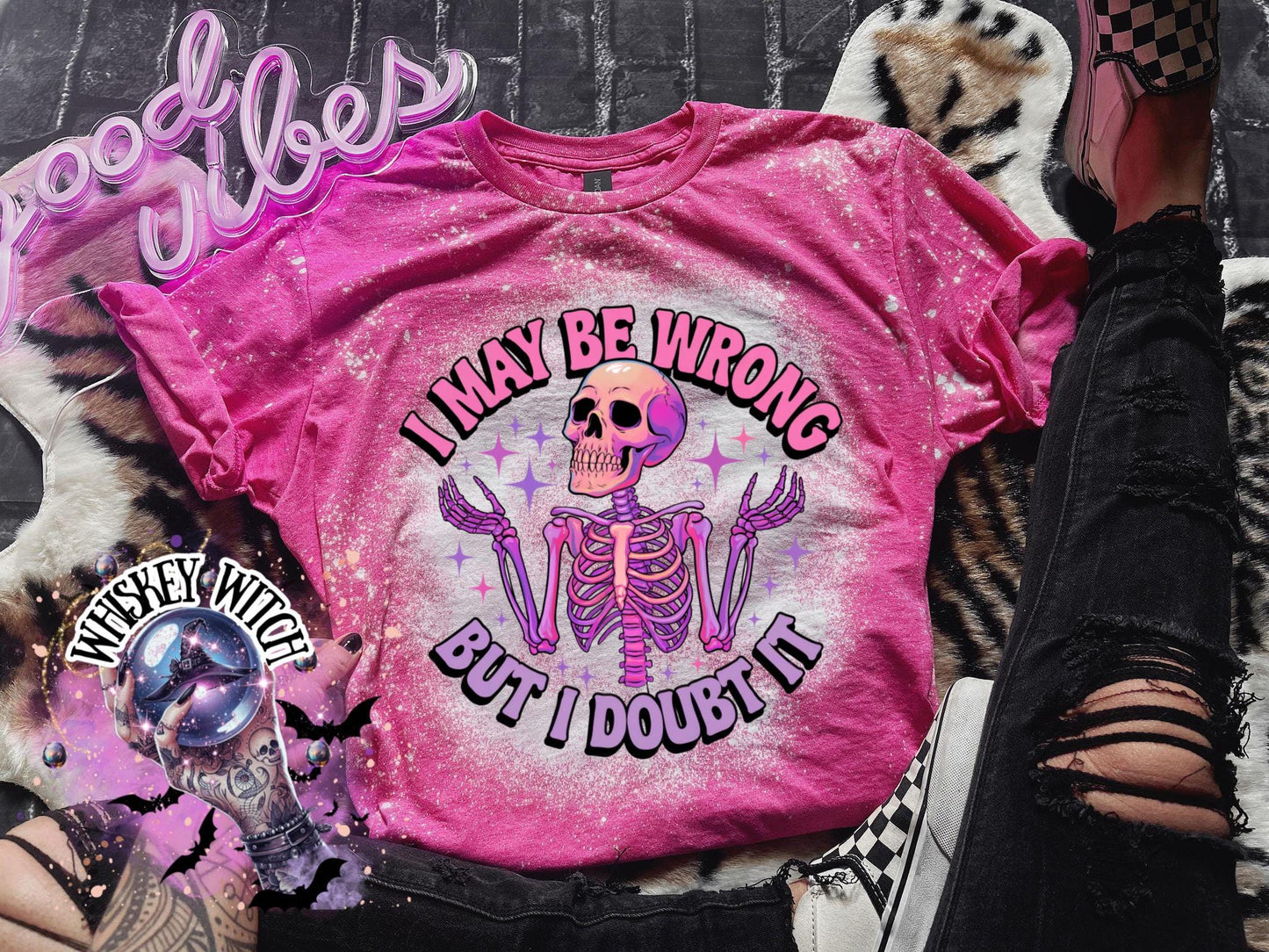Bleached Shirt Spooky I May Be Wrong But I Doubt It Skeleton | gift | tshirt | gift for her | snarky | sarcastic | soft tee | creepy