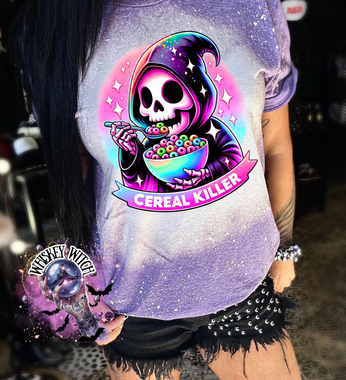 Bleached tshirt Cereal Killer reaper spooky | vintage | retro | custom | funny shirt | Halloween | gift | snarky | goth | custom | soft tee