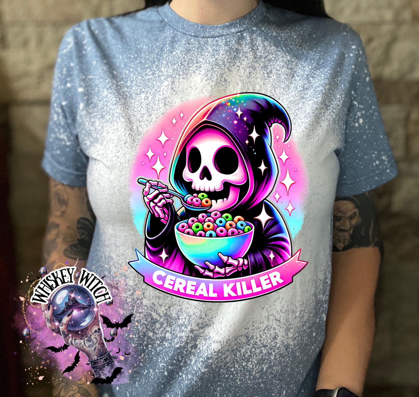 Bleached tshirt Cereal Killer reaper spooky | vintage | retro | custom | funny shirt | Halloween | gift | snarky | goth | custom | soft tee