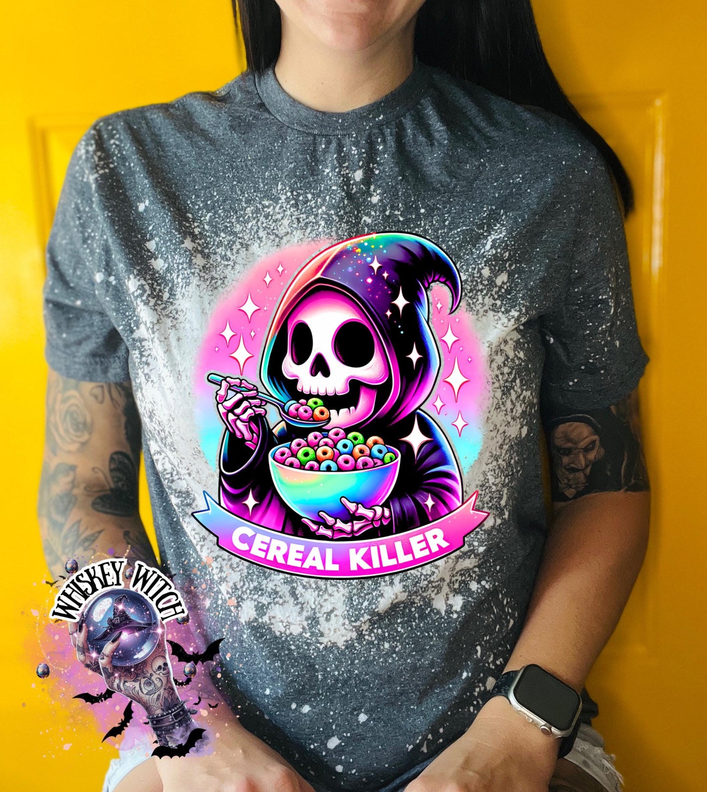 Bleached tshirt Cereal Killer reaper spooky | vintage | retro | custom | funny shirt | Halloween | gift | snarky | goth | custom | soft tee