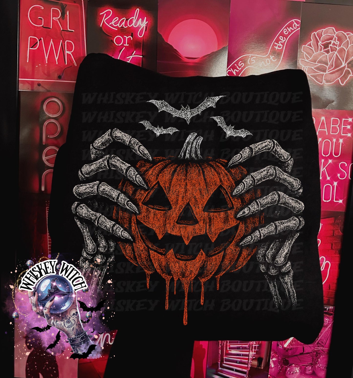 Spooky Skeleton Hands Creepy Pumpkin Witchy Vintage Halloween Graphic Tee | Spooky season shirt | retro | vintage | comfy | gifts for her