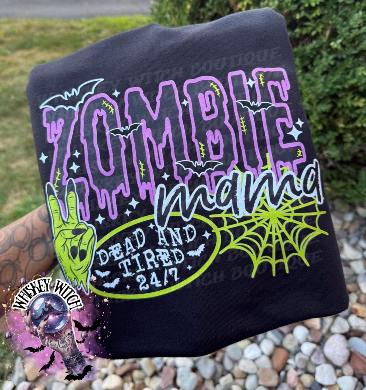 Zombie Mama Dead Tired 24/7 Witchy Vintage Halloween Graphic Tee | Spooky season shirt | vintage | comfy | gifts for her | T shirt