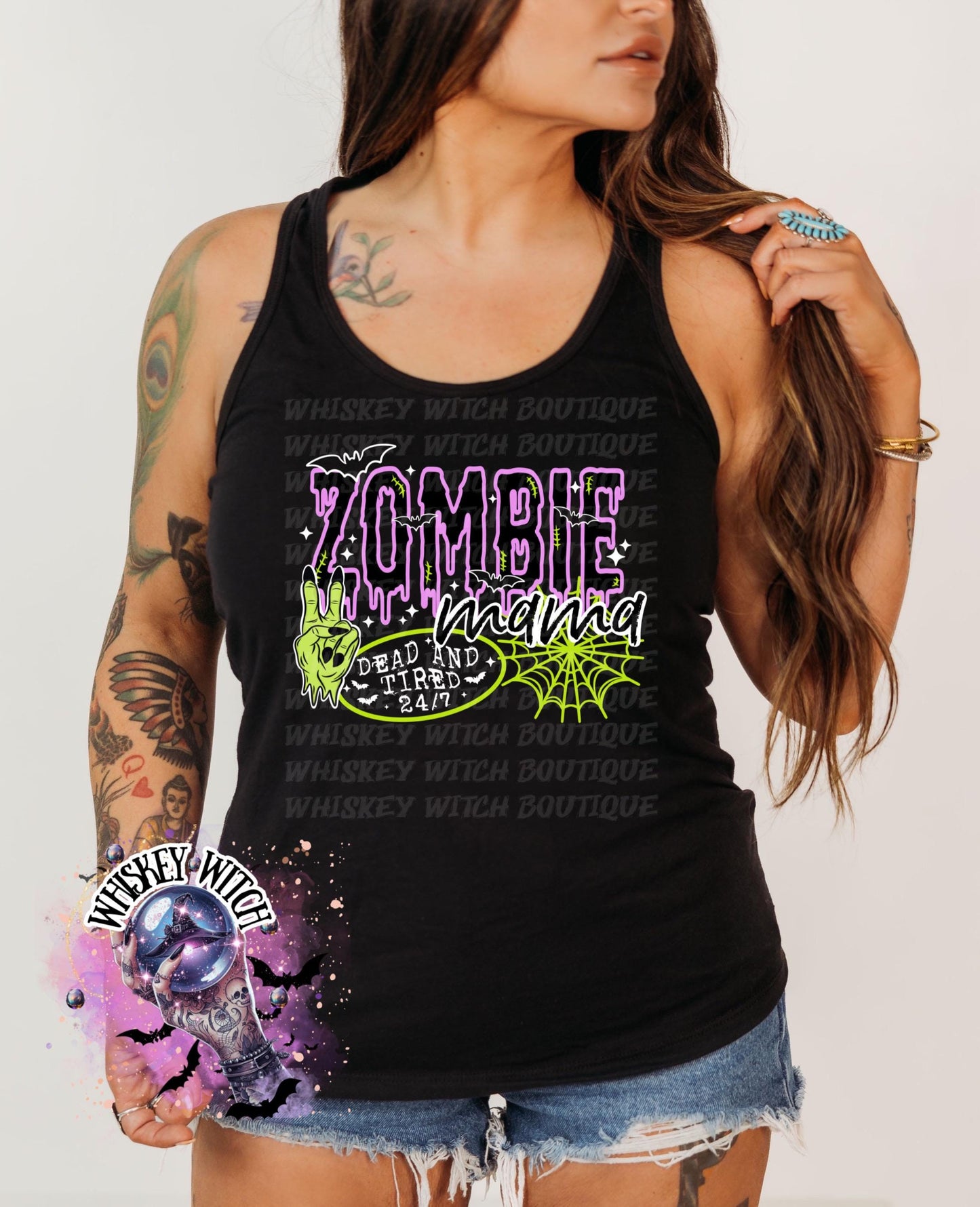 Spooky Zombie Mama Dead Tired womens TankTop | cute summer shirt | Halloween | funny summer shirt | gift | Gift idea | graphic tank