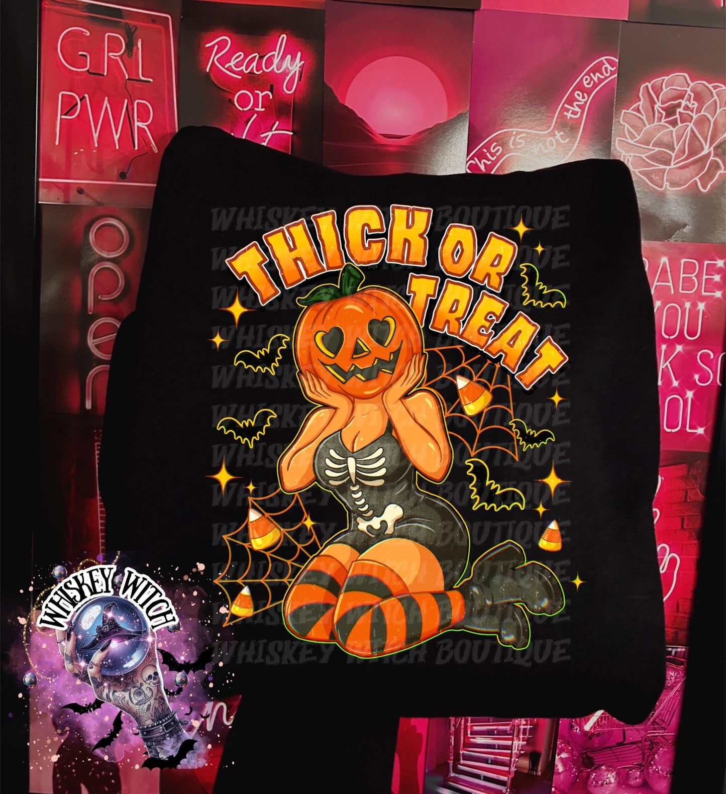 Thick or Treat Cute Pumpkin Witchy Halloween Shirt: Retro Spooky Tee spooky season shirt, pumpkin patch shirt