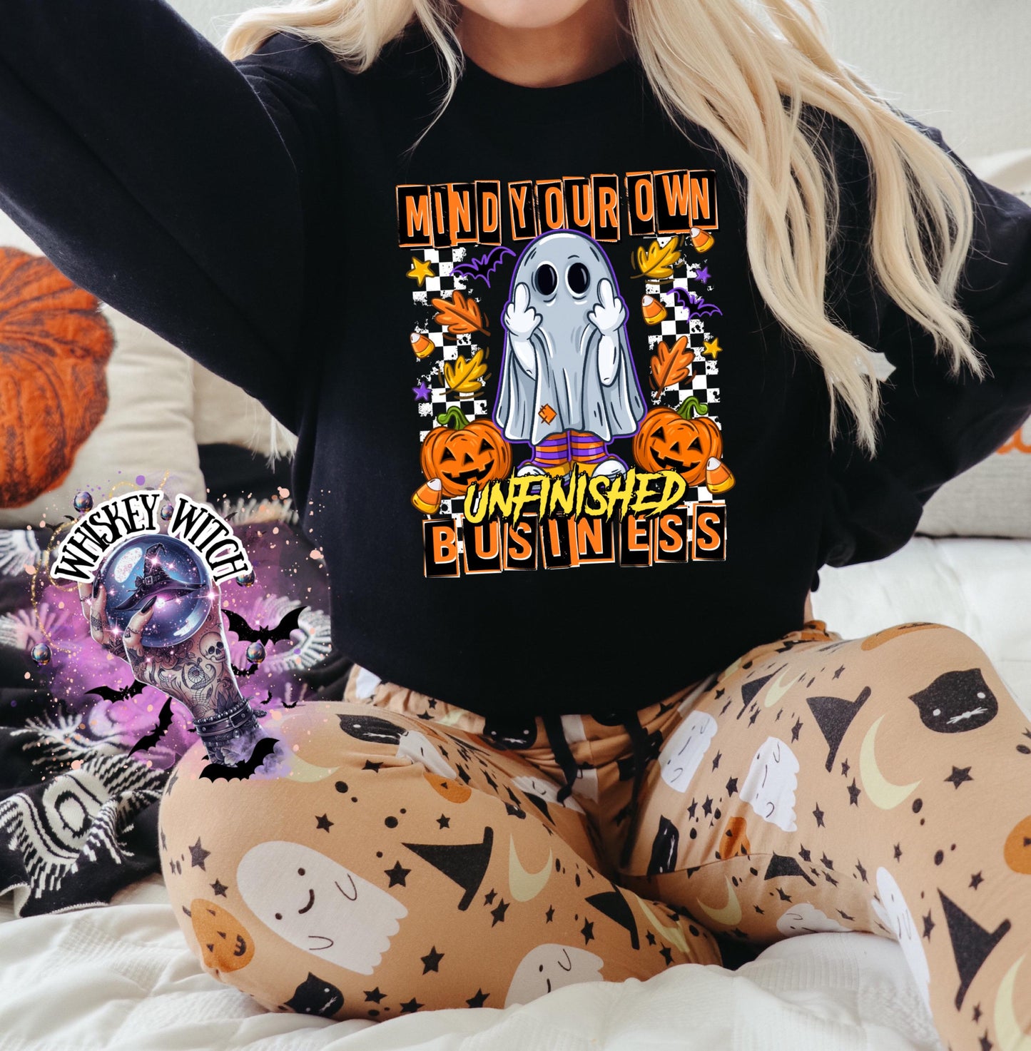 Ghost Mind Your Own Unfinished Business funny Vintage halloween T Shirt, spooky Graphic Tee, Spooky Humor Shirt, retro Aesthetic Top