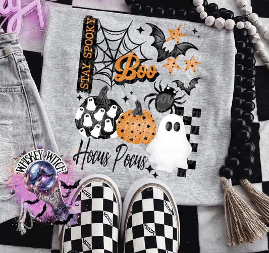 Cute Fall Ghost Stay Spooky Boo Halloween Shirt: Retro Shirt | Aesthetic Top, Fall Outfit, Halloween Gift, pumpkin patch shirt