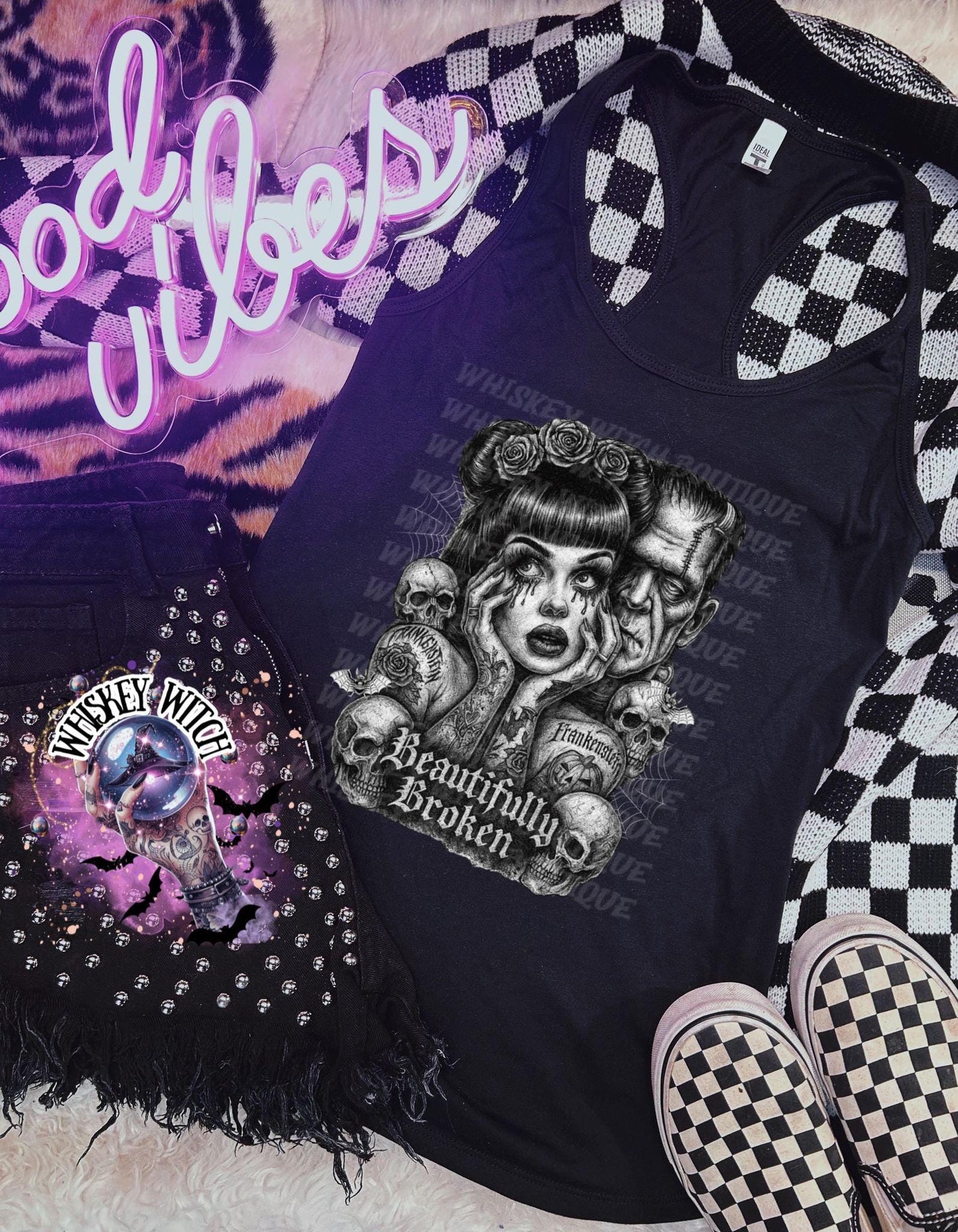 Spooky Cute Beautifully Broken Witchy Halloween Geaphic TankTop | cute summer shirt | Spooky Season Shirt | Gift ideas for her | witchcore