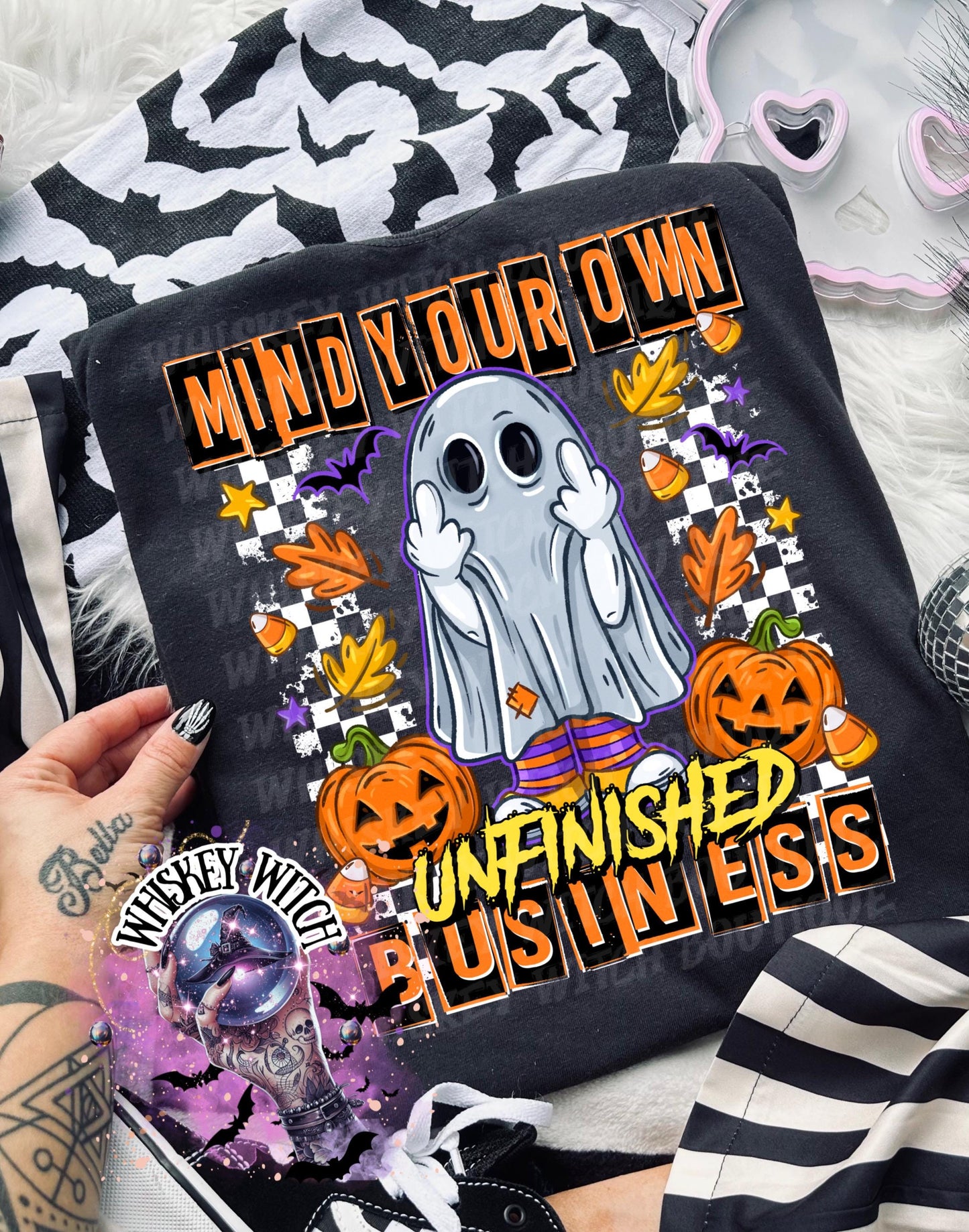 Ghost Mind Your Own Unfinished Business funny Vintage halloween T Shirt, spooky Graphic Tee, Spooky Humor Shirt, retro Aesthetic Top