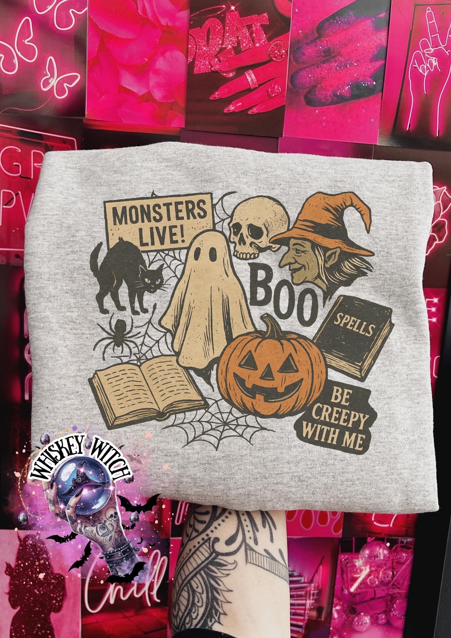 Everyday Halloween Crewneck Sweatshirt | Sublimation Print Horror Sweater | Spooky Pumpkin Skeleton Witch Fall cotton blend Sweatshirt