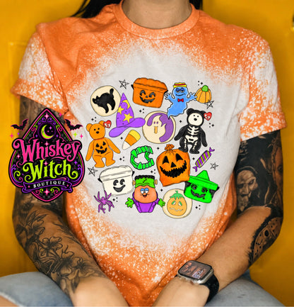 Retro Halloween Shirt | Hand Bleached Nostalgic Trick or Treat Graphic Tee