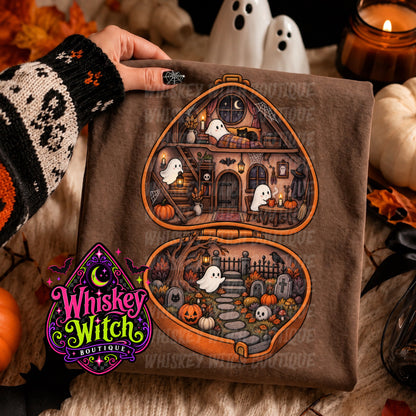 Cute Ghost Haunted House Shirt | Vintage Spooky Halloween Tee & Sweatshirt