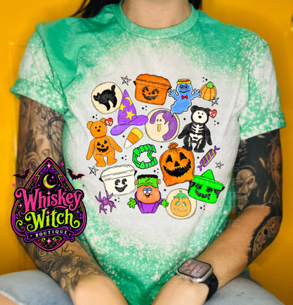 Retro Halloween Shirt | Hand Bleached Nostalgic Trick or Treat Graphic Tee
